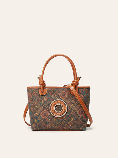 Vintage Cork Pattern Handbag Stylish Casual Tote Bag