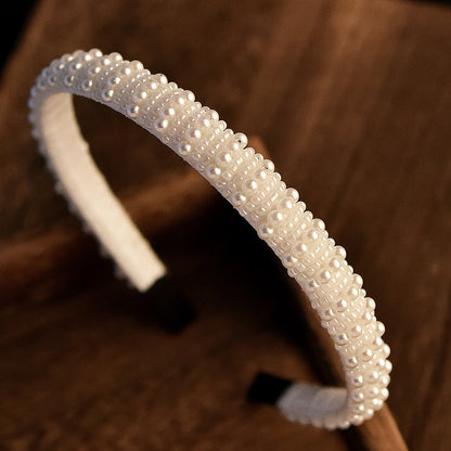 Trendy Pearl Beaded Hairband Wedding Hairpiece