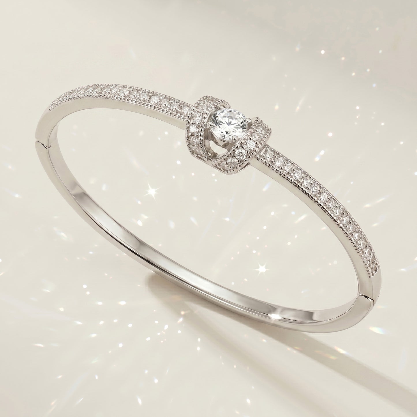 High-End Zirconia Stone Bangle with Nail Design for Weddings and Parties