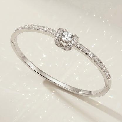 High-End Zirconia Stone Bangle with Nail Design for Weddings and Parties