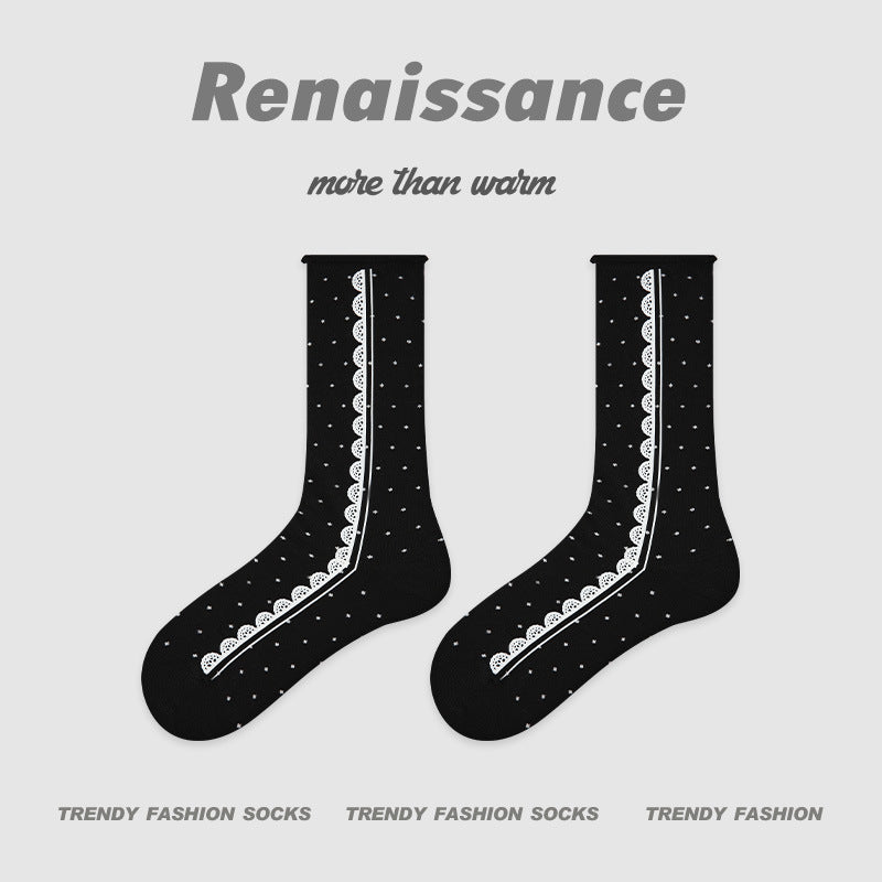 Socks Layered Mid Calf Lettered Cotton Blend Casual