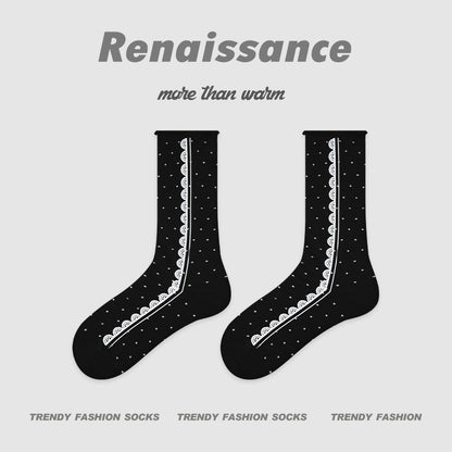 Socks Layered Mid Calf Lettered Cotton Blend Casual