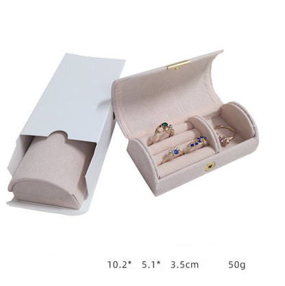 Mini Pearl Texture Velvet Jewelry Box Travel Case