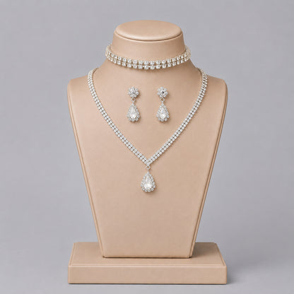 Elegant Crystal Jewelry Set with Necklace and Earrings for Parties