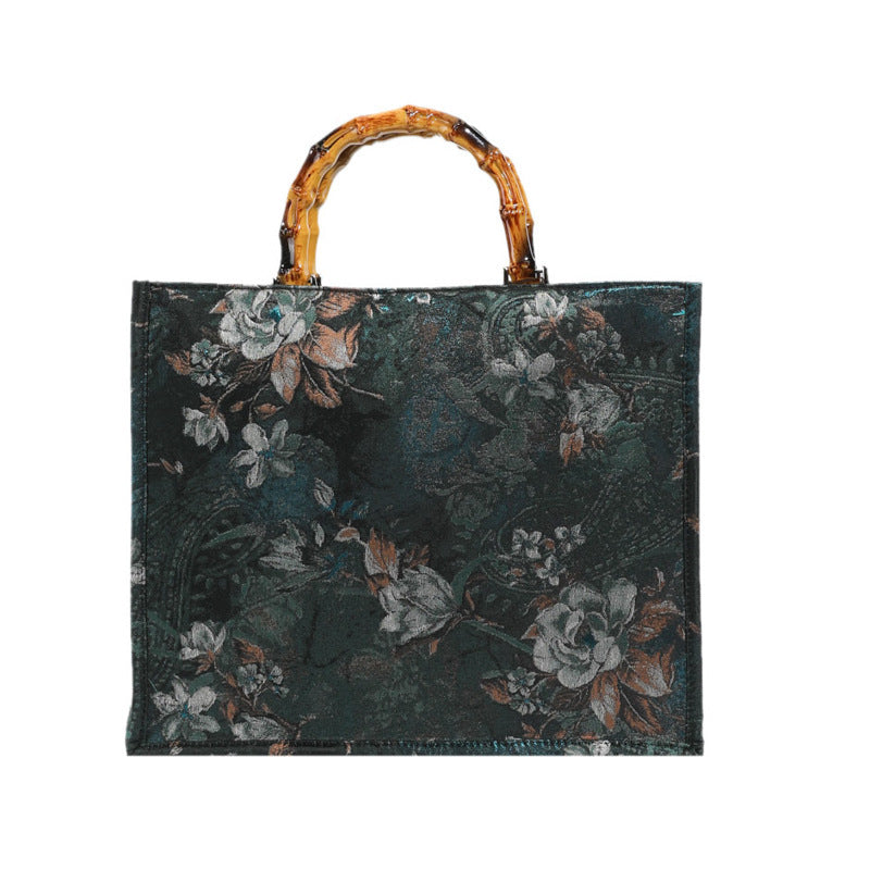 Embroidered Sequin Tote Bag with Floral Detail