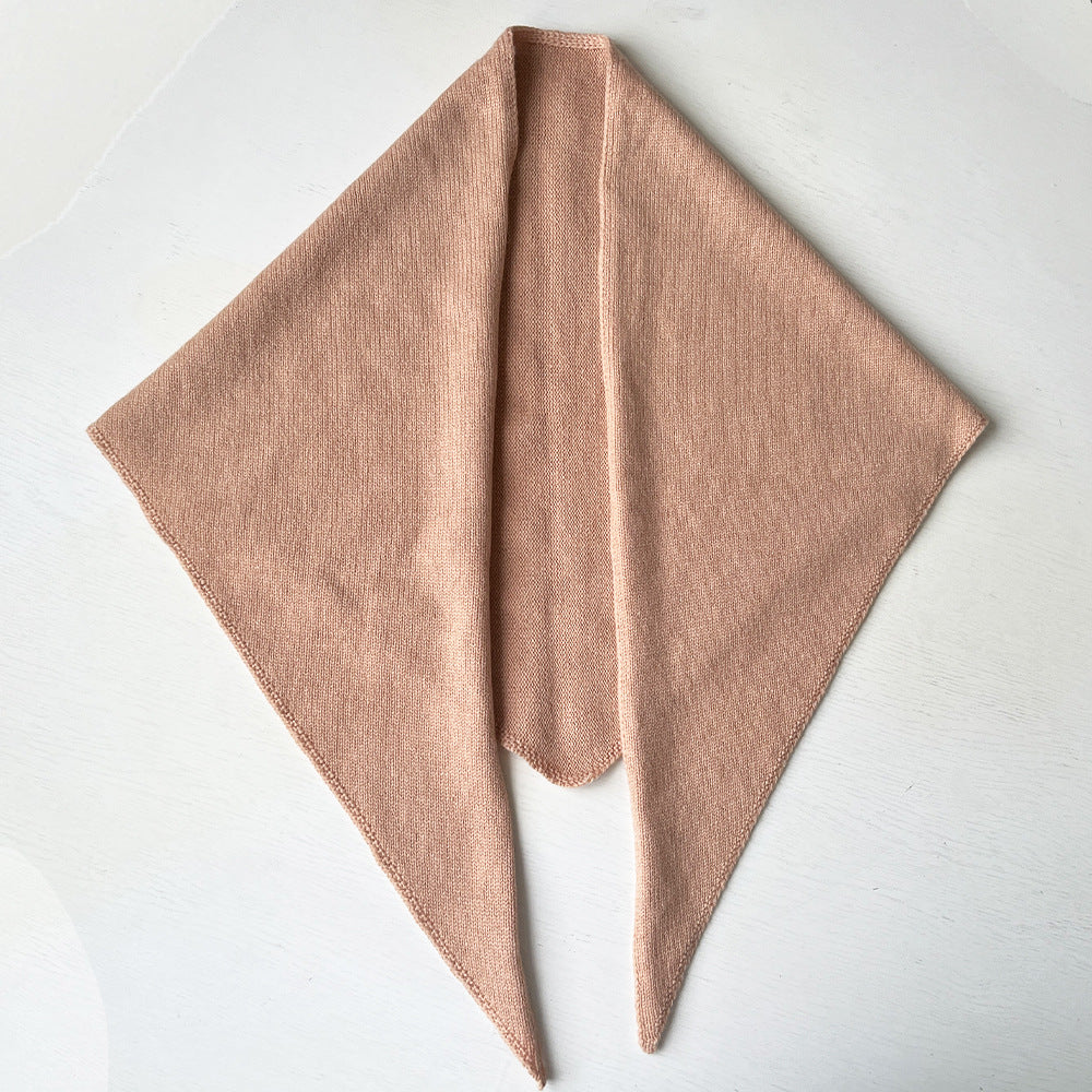 5% Cashmere Wool Knit Triangle Scarf Elegant Warm Shawl