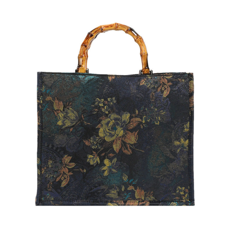 Embroidered Sequin Tote Bag with Floral Detail