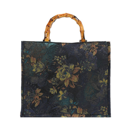 Embroidered Sequin Tote Bag with Floral Detail