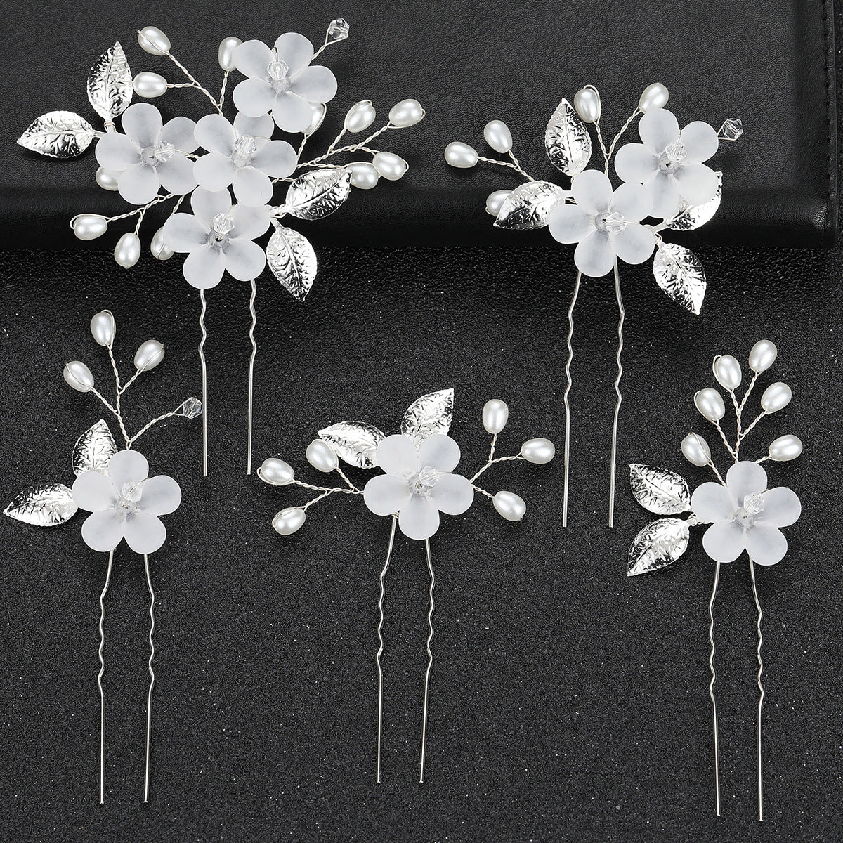 Flower Leaf U Shaped Hair Pins Bridal Hair Accessory