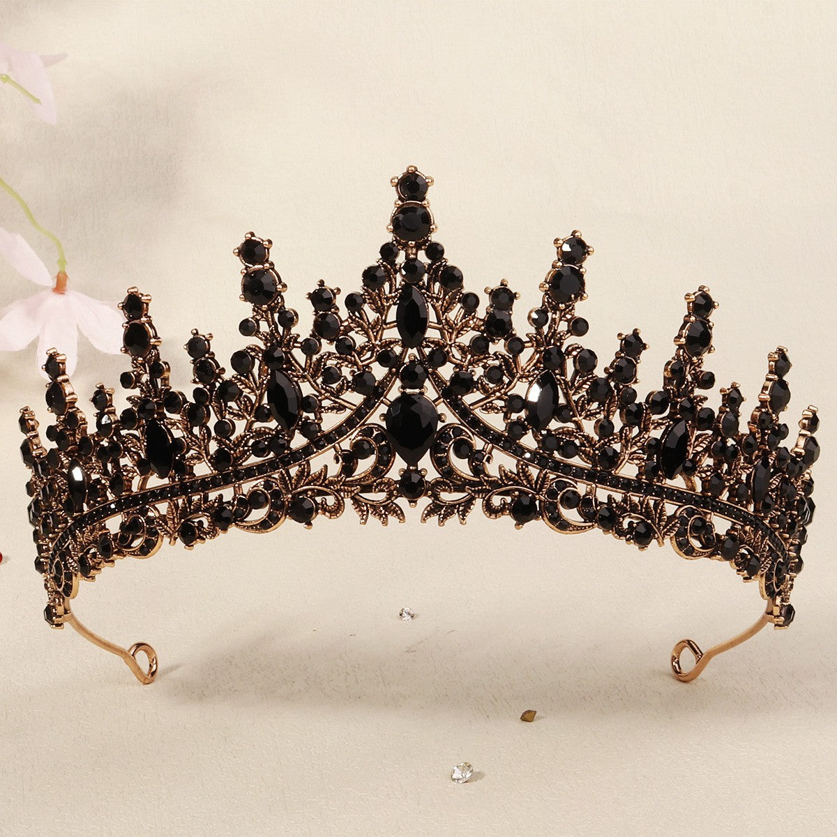 Dark Fantasy Alloy Crown with Rhinestones for Halloween Parties