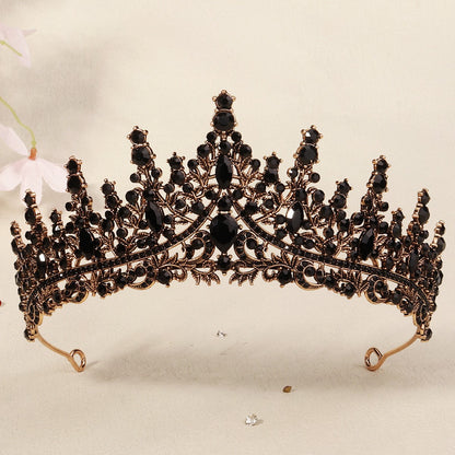 Dark Fantasy Alloy Crown with Rhinestones for Halloween Parties