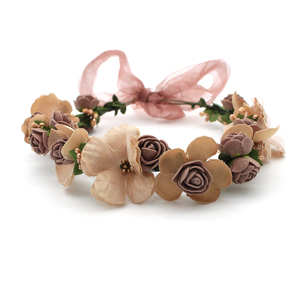 Floral Headband with Ribbons Handmade for Boho and Beach Photoshoots
