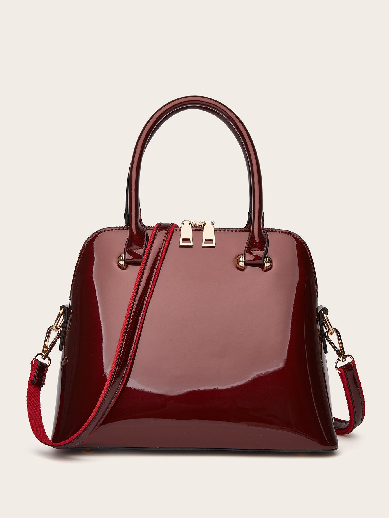 Glossy Shell Handbag Trendy PU Leather Tote for Everyday Use