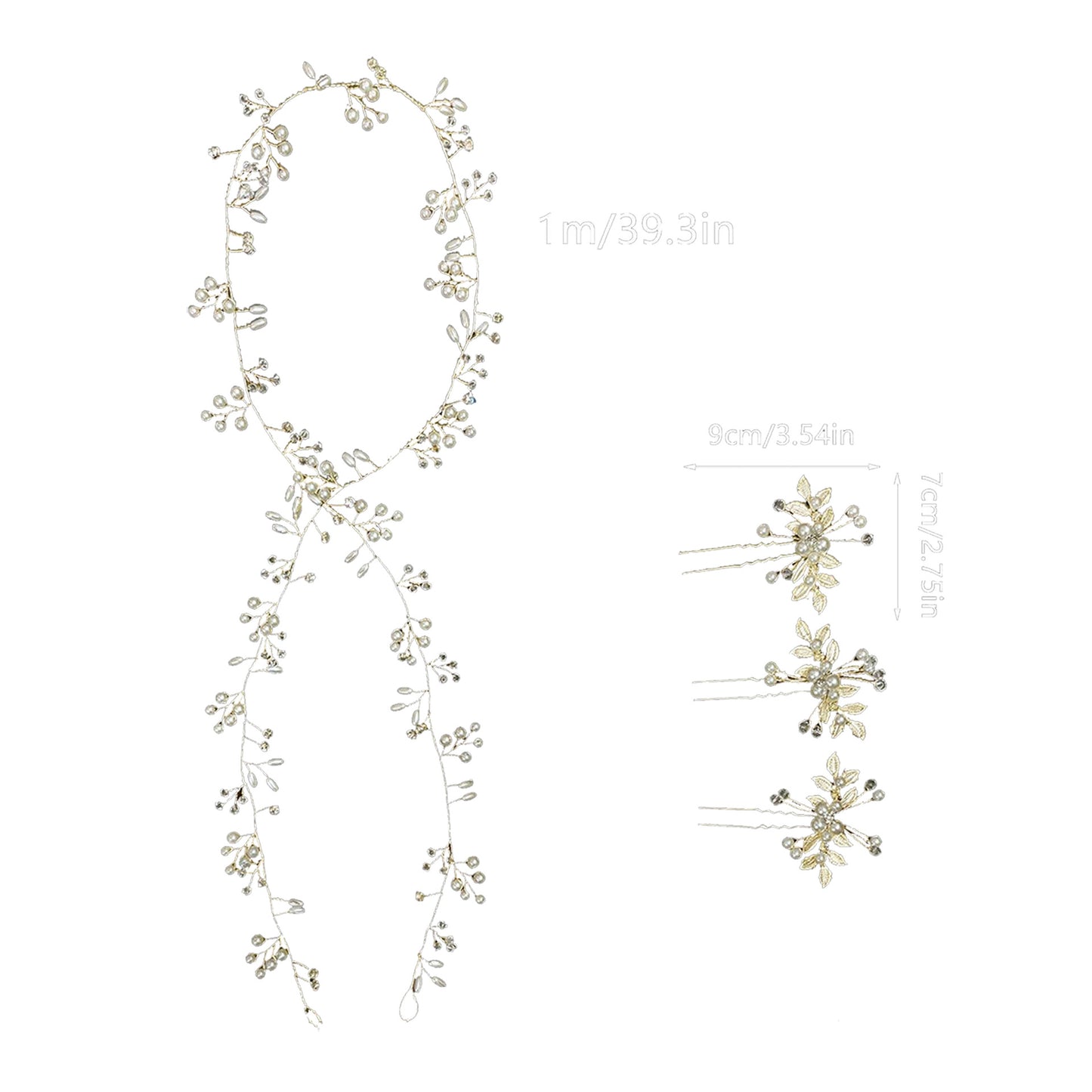 Soft Chain Headband and Hairpins Set Bridal Hair Accessory