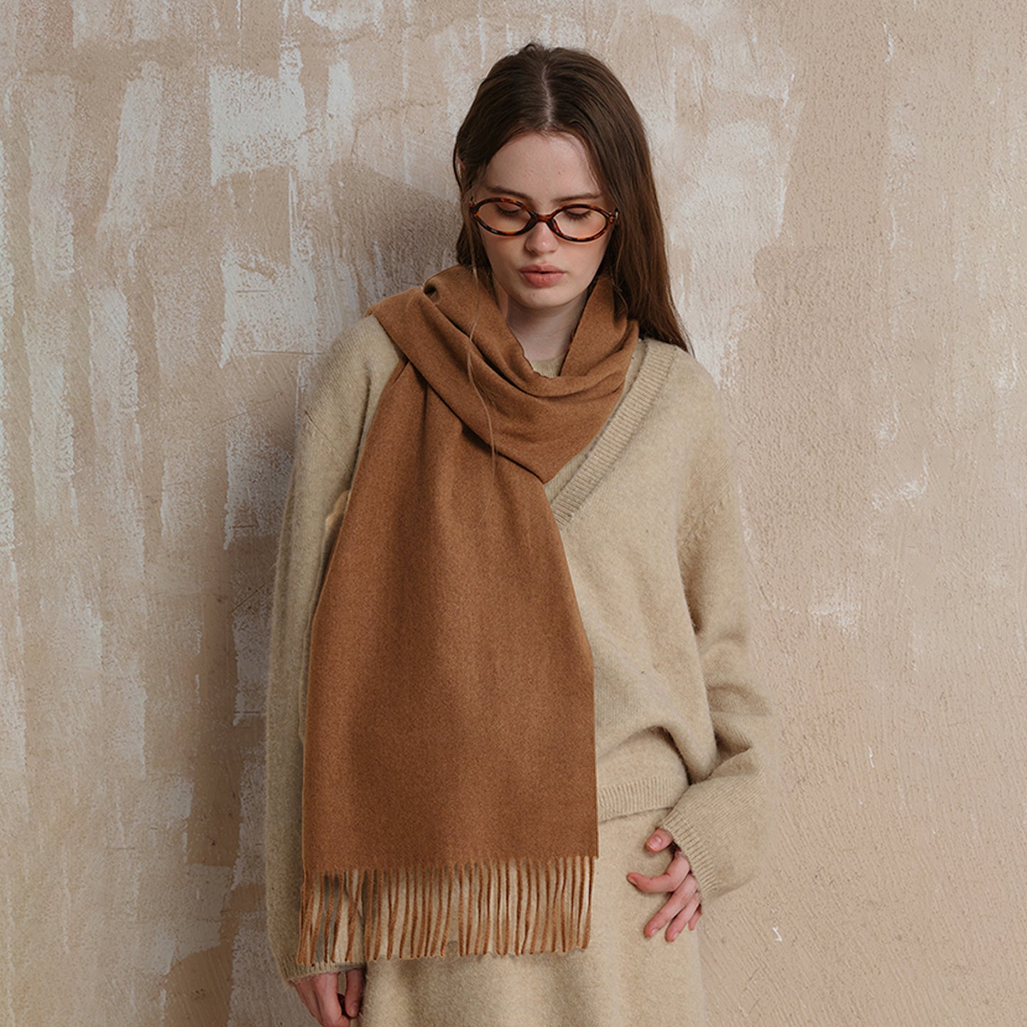 Classic Wool Scarf with Tassels for Men and Women