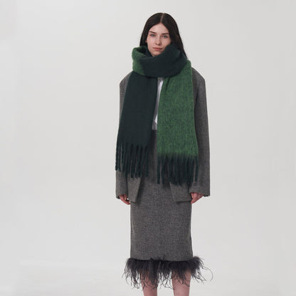 Color Block Warm Scarf Soft Chenille Shawl for Women