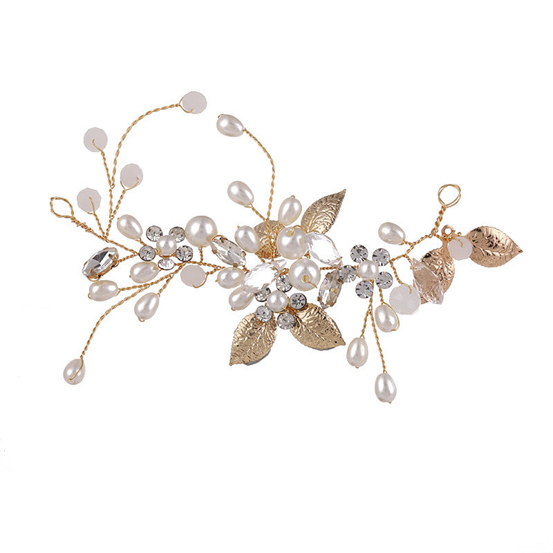 Crystal Floral Hairband Pearls Wedding Hairpiece