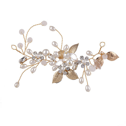 Crystal Floral Hairband Pearls Wedding Hairpiece