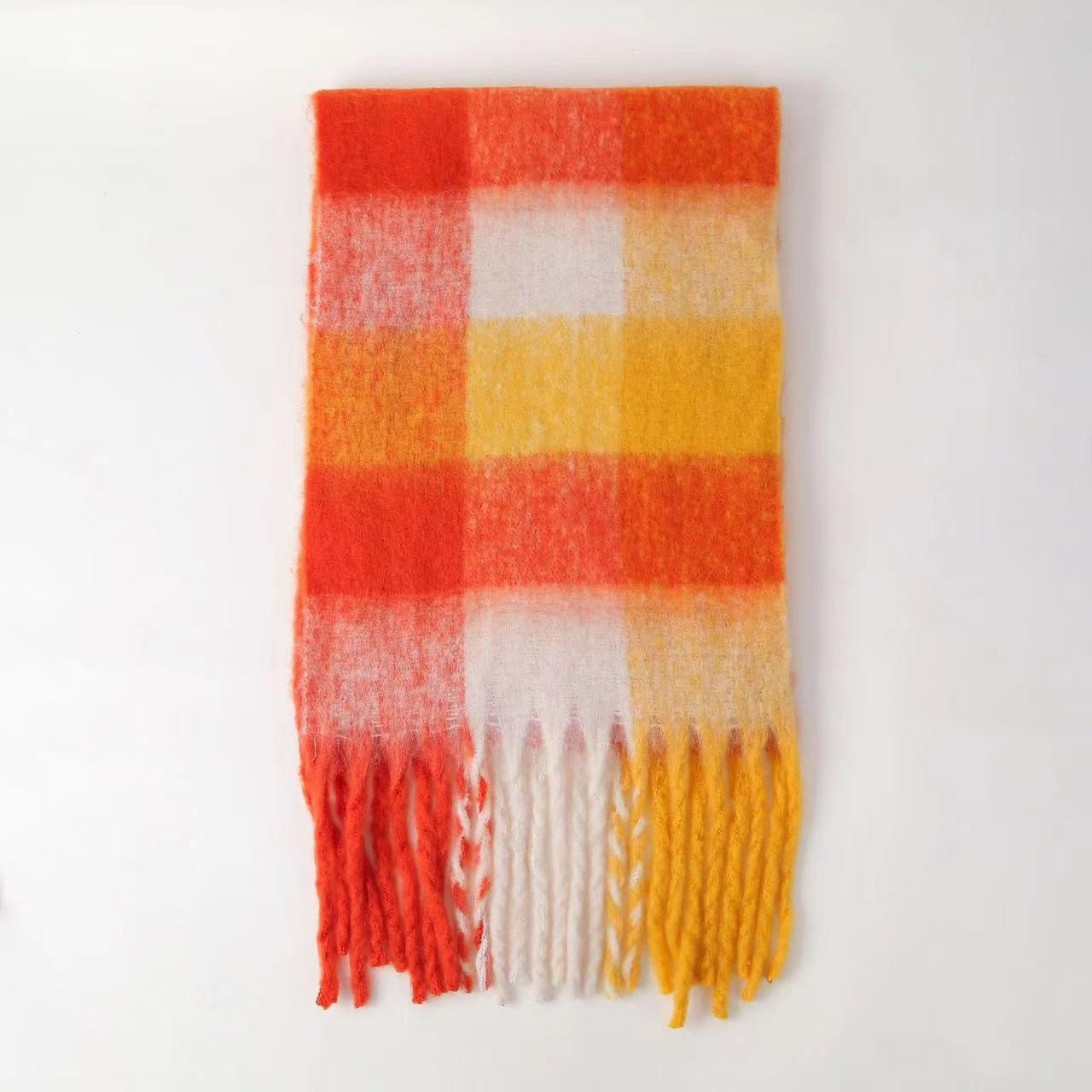 Trendy Plaid Scarf Plush Warm Women’s Shawl