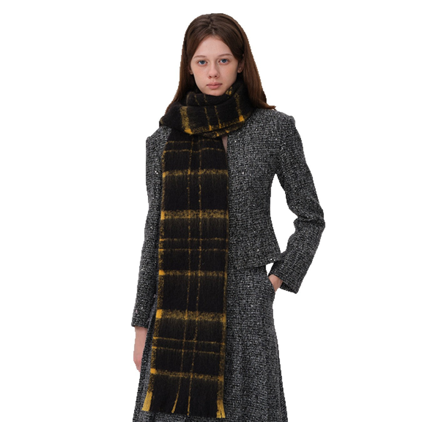 Winter Plaid Scarf for Women - Thick Warm Cashmere Feel Wrap