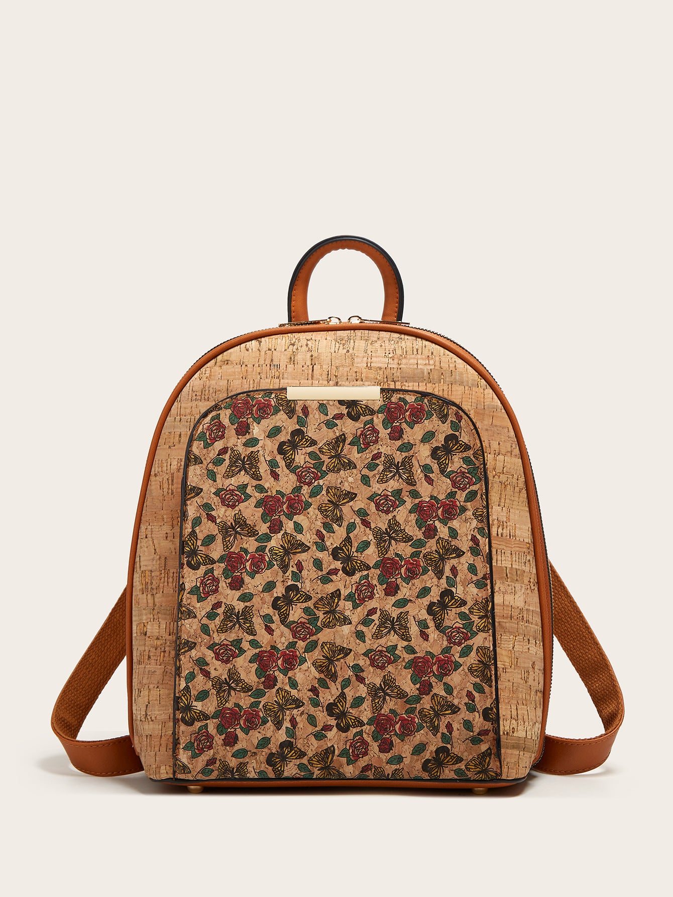Printed Cork Backpack Waterproof Retro Style Women’s Travel Bag