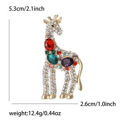 Stylish Giraffe Brooch with Gemstones for Unisex Fashion Accessories