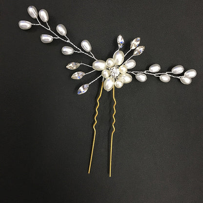 Handmade Pearl Crystal U Shaped Hairpin Bridal Hairpiece