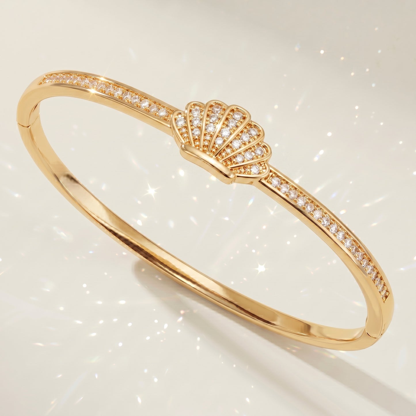 High-End Zirconia Stone Bangle with Nail Design for Weddings and Parties