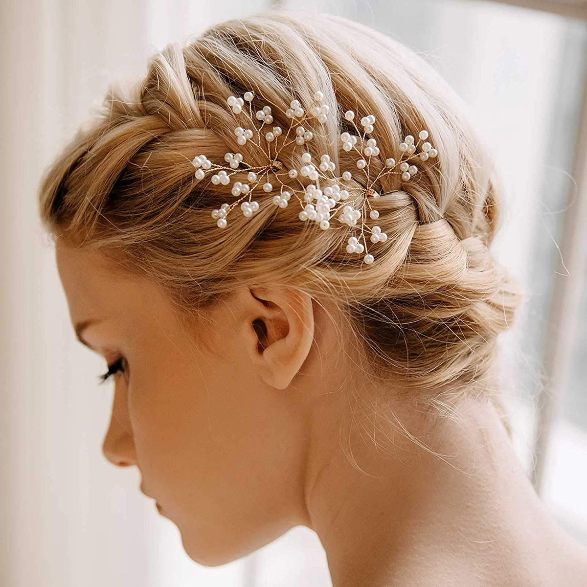 Starry Pearl Hair Clips Set of 2 Wedding Accessories