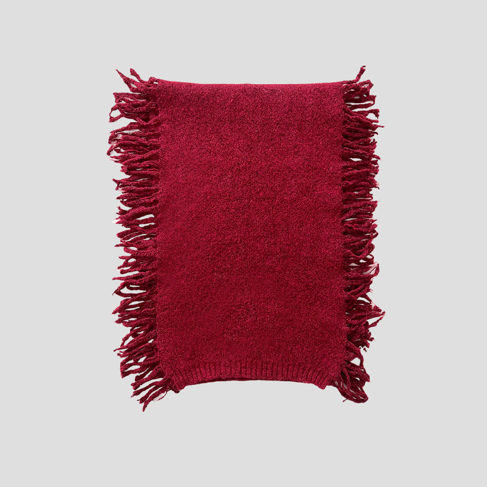 Knitted Tassel Wool Blend Scarf - Soft Casual Unisex Neck Warmer