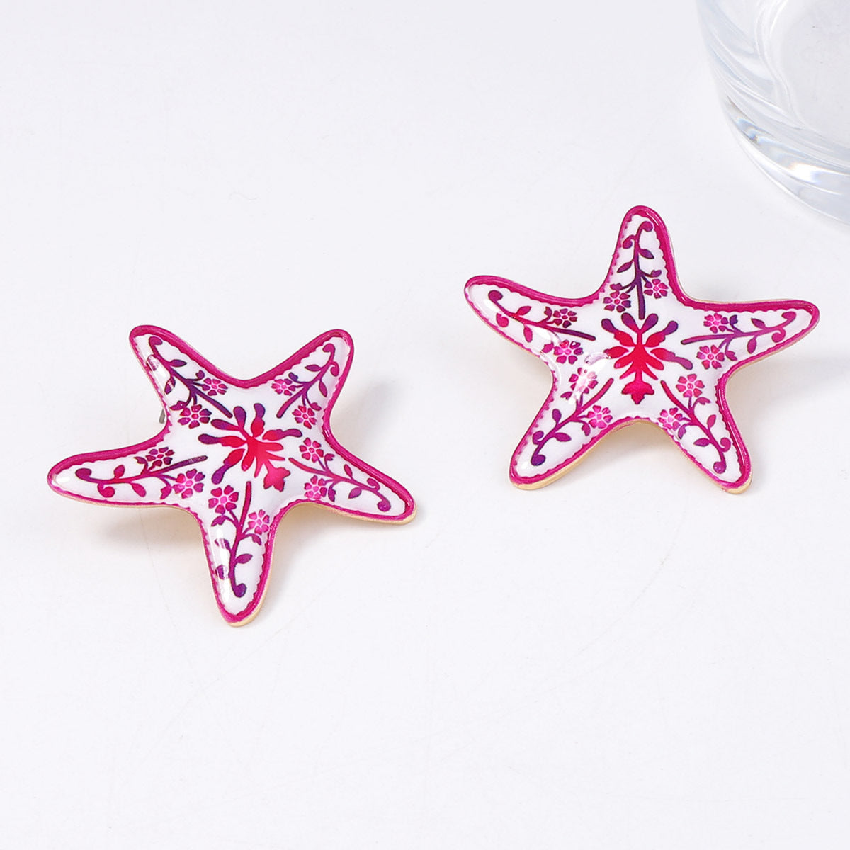 Enamel Star Stud Earrings Stainless Steel Elegant