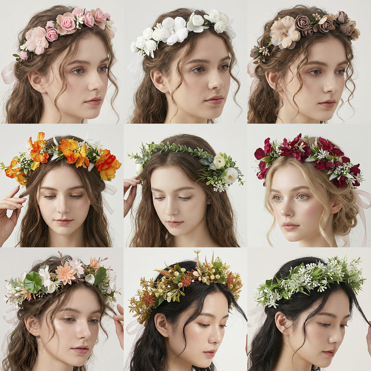 Floral Headband with Ribbons Handmade for Boho and Beach Photoshoots