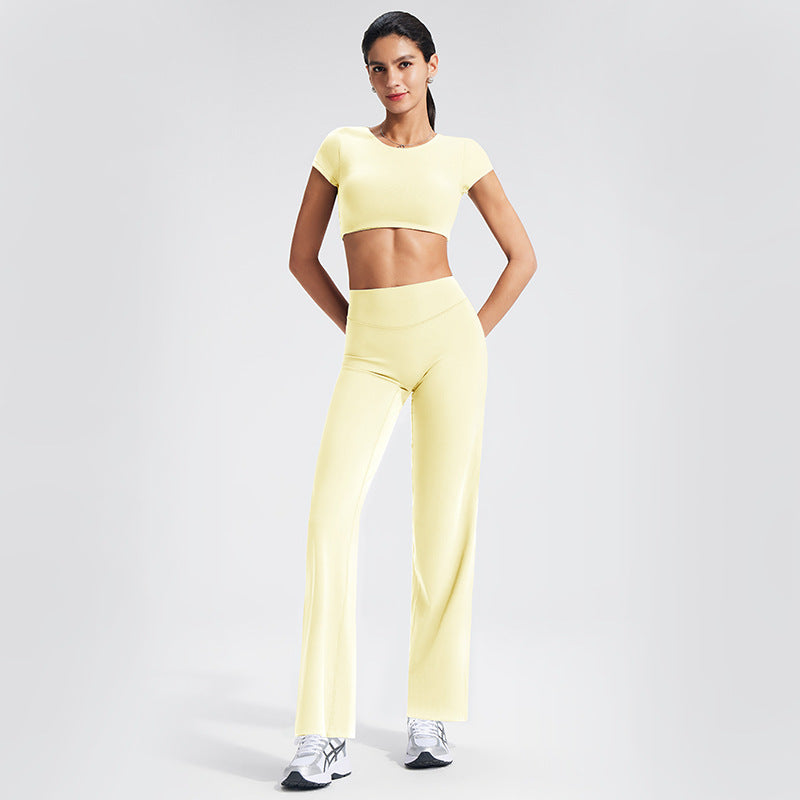 Backless Sports T-Shirt Set with Removable Pads for Women