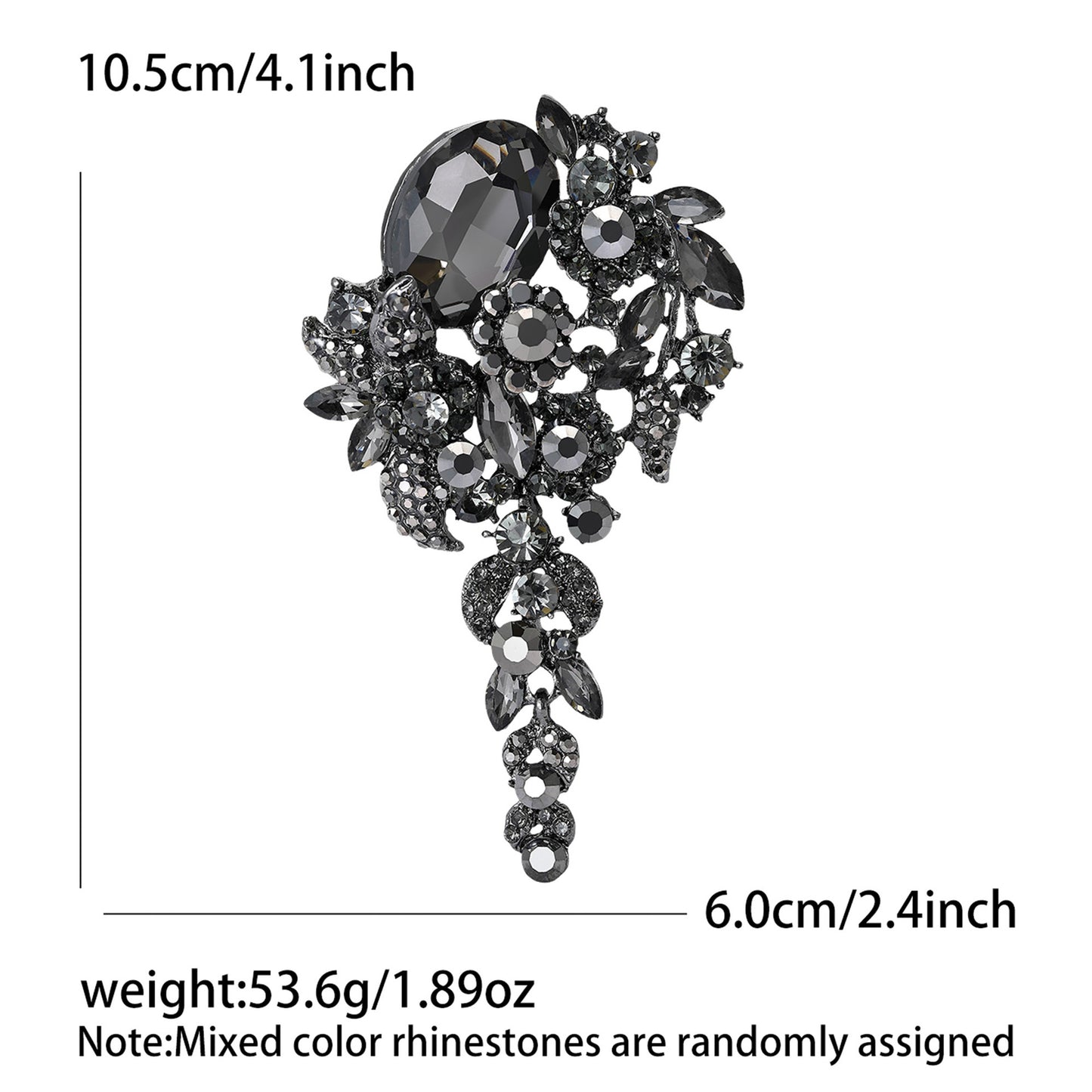 Vintage-Inspired Crystal Glass Brooch Elegant Floral Lapel Pin