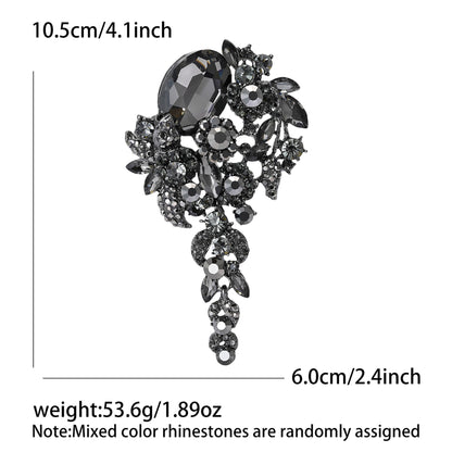 Vintage-Inspired Crystal Glass Brooch Elegant Floral Lapel Pin