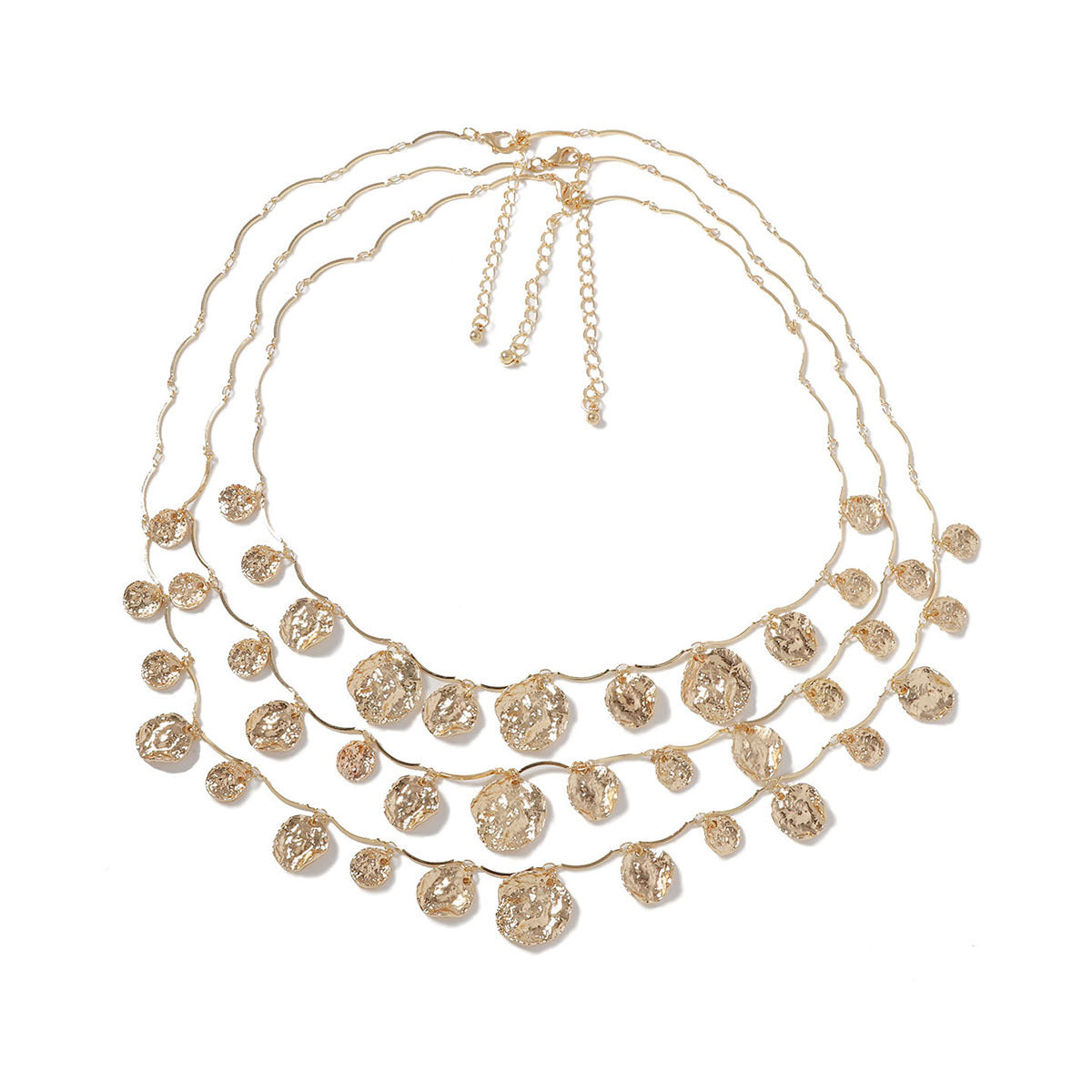 Layered Geometric Circle Pendant Necklace Retro Street