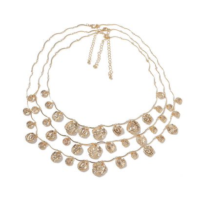 Layered Geometric Circle Pendant Necklace Retro Street