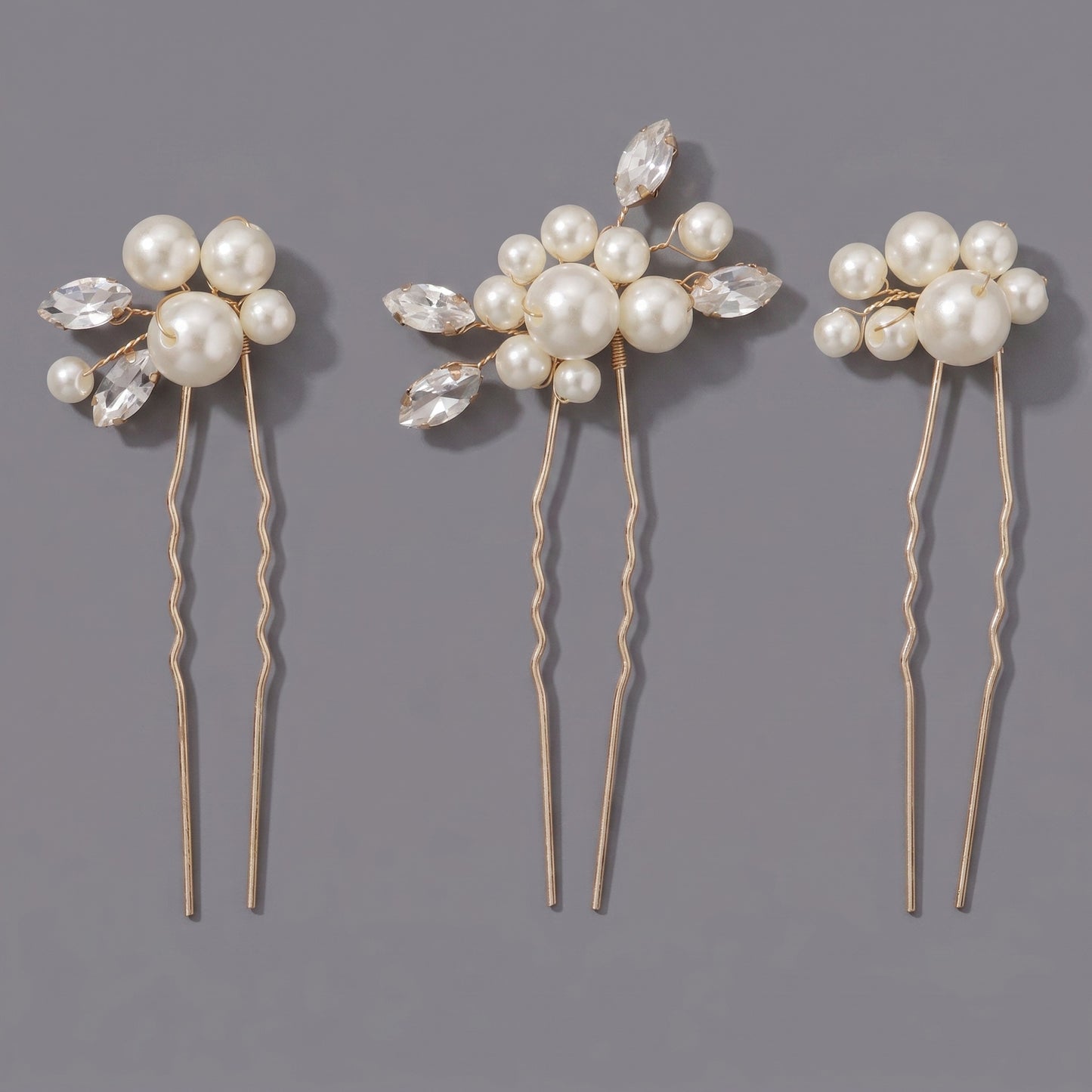 Handcrafted Pearl Hairpins With Rhinestones For Weddings