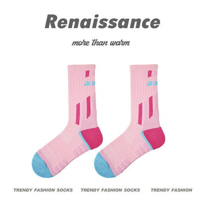 Athletic Colorblock Mid Calf Moisture Wicking Socks