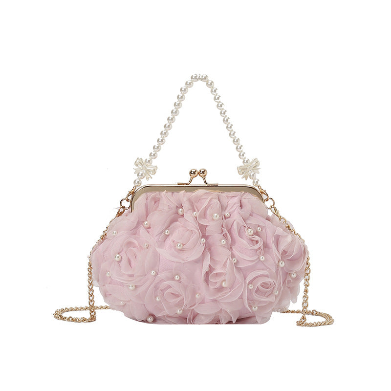 Trendy Floral Pearl Shoulder Bag Stylish Casual Crossbody Bag