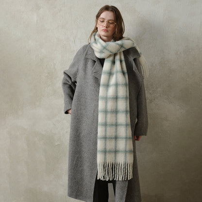 Designer Plaid Wool Scarf Soft Warm Fall Winter Wrap for Women