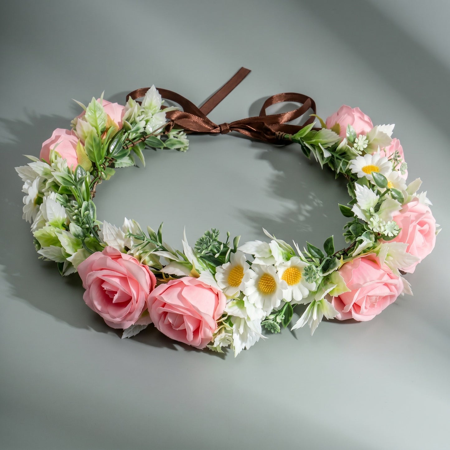Floral Headband with Ribbons Handmade for Boho and Beach Photoshoots