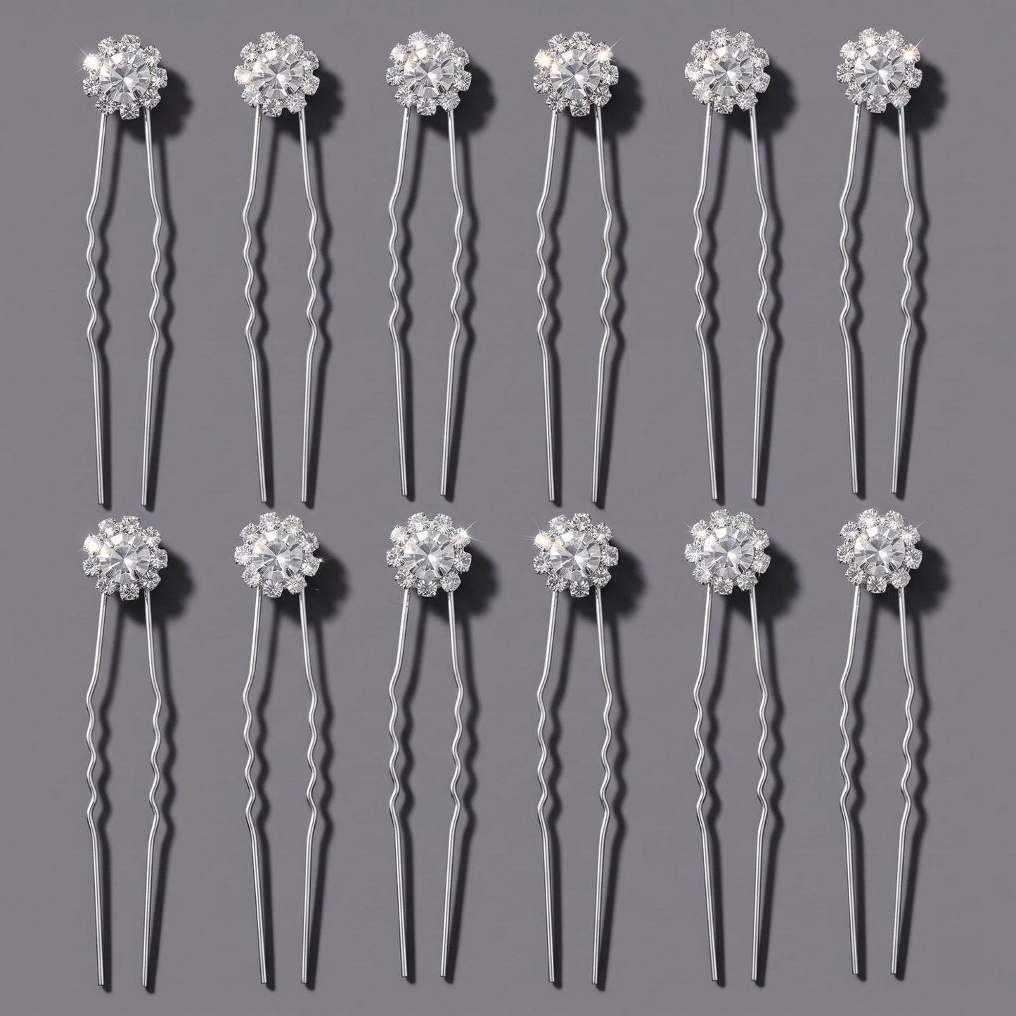 Floral Crystal U-Shaped Hairpin Set for Weddings and Special Occasions