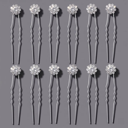 Floral Crystal U-Shaped Hairpin Set for Weddings and Special Occasions