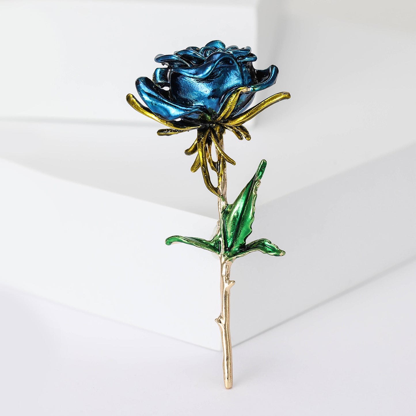 Rose Flower Brooch with Oil Droplet Finish Trendy Women's Pin