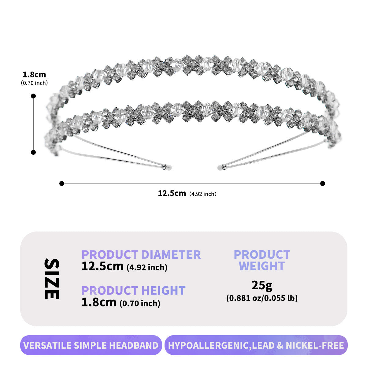 Luxury Rhinestone Headband Double Layer Handmade Crystal Hair Accessories