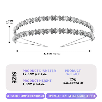 Luxury Rhinestone Headband Double Layer Handmade Crystal Hair Accessories