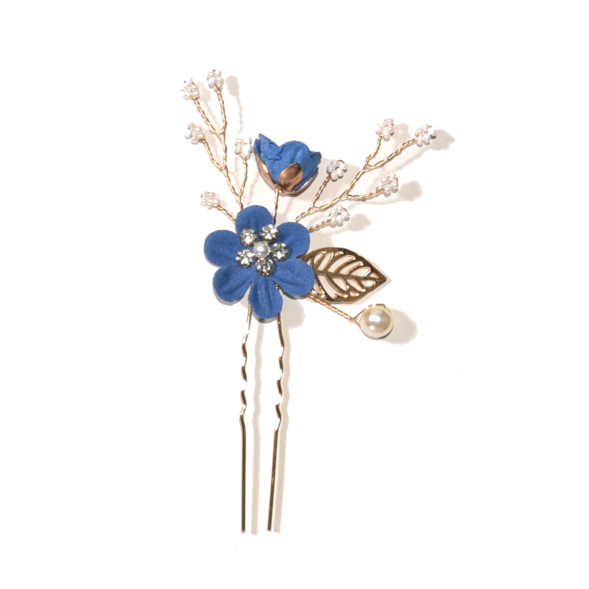 Bridal Blue Flower Hairpin Forest Inspired Wedding Hairpiece