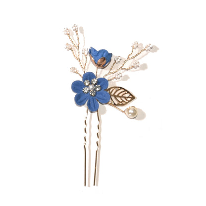 Bridal Blue Flower Hairpin Forest Inspired Wedding Hairpiece