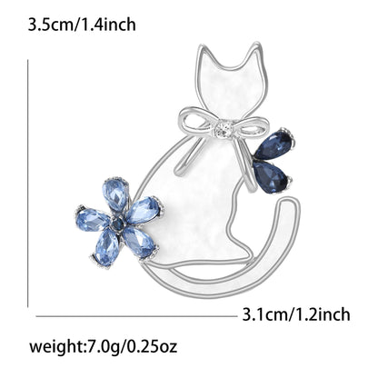 Cat Brooch Cute Rhinestone Enamel Pin Minimalist Women's Fashion Accessory